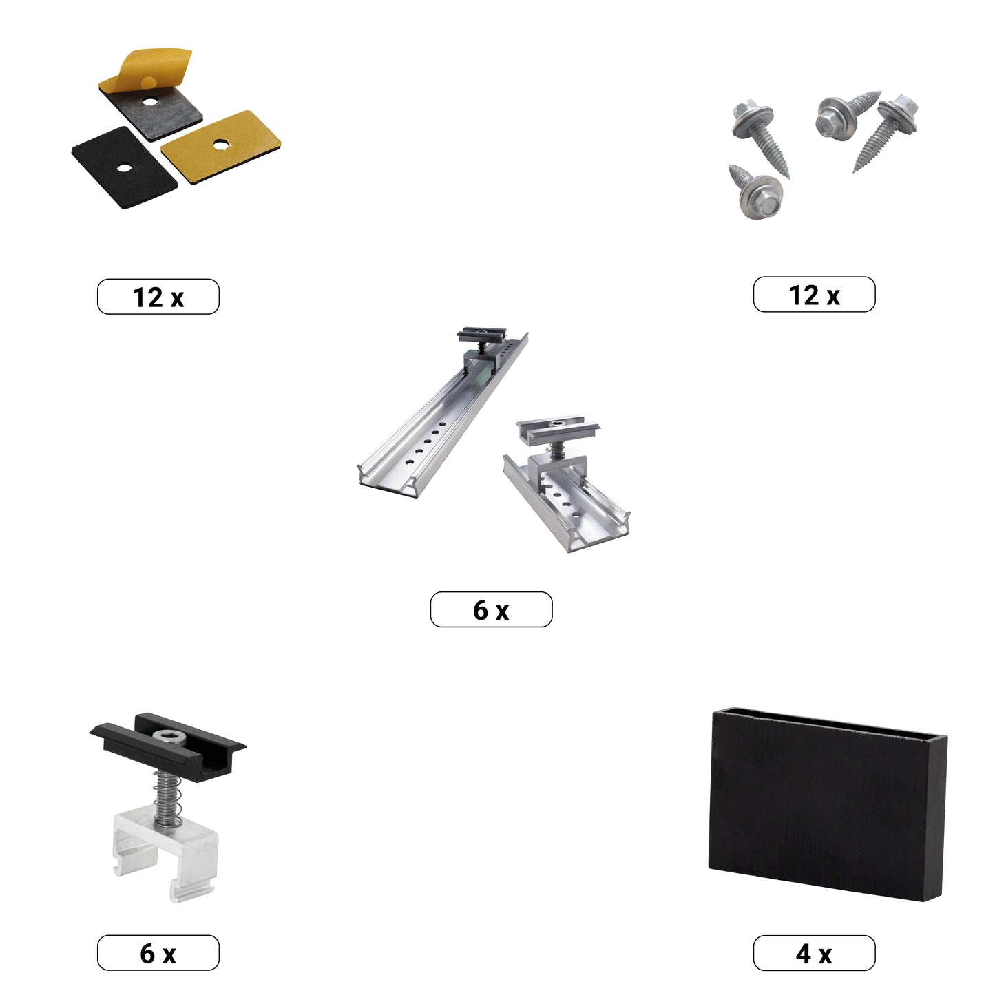 PV Unterkonstruktion | 2 Module hochkant | Hochsickenabstand 87-207mm | Photovoltaik Montageset CHRONOS Trapez T.Werk