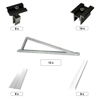 PV Unterkonstruktion |  2 Module nebeneinander | Photovoltaik Montageset TRITON Süd T.Werk