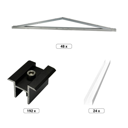 PV Unterkonstruktion | 4 Module hintereinander| Photovoltaik Montageset TRITON Ost/West T.Werk
