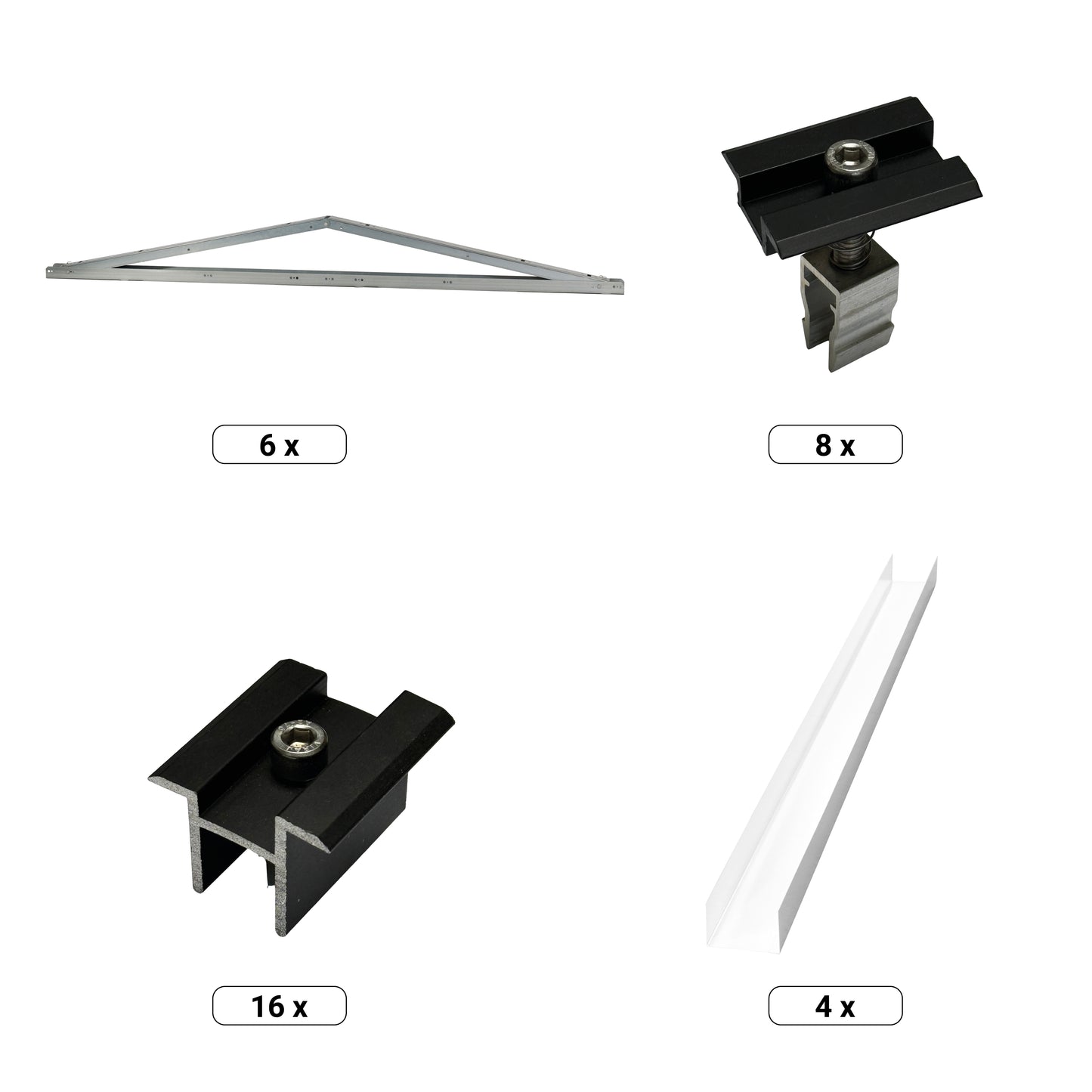 PV Unterkonstruktion | 2x4 Module für Ziegeldach | Photovoltaik Montageset TRITON Ost/West T.Werk