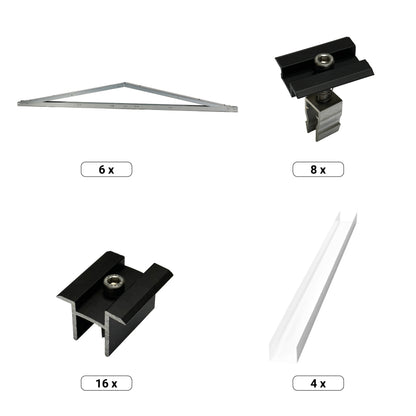 PV Unterkonstruktion | 2x4 Module für Ziegeldach | Photovoltaik Montageset TRITON Ost/West T.Werk